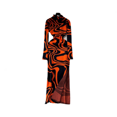 Printed Slim Fit Slit Knitted Dress