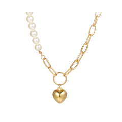 Heart-Shaped Pearl Collarbone Necklace