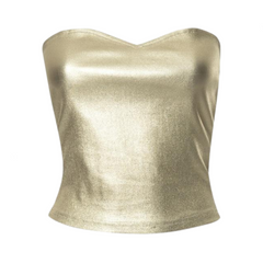 Strapless Gold Slim Fit Crop Top