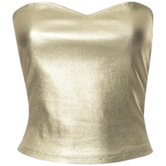 Strapless Gold Slim Fit Crop Top