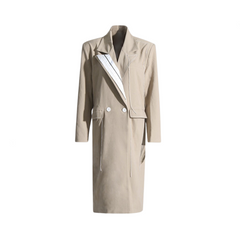 Patchwork Pockets Long Sleeved Trench Coat