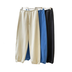 Drawstring Elastic Waistband Brushed Wool Loose Casual Sweatpants