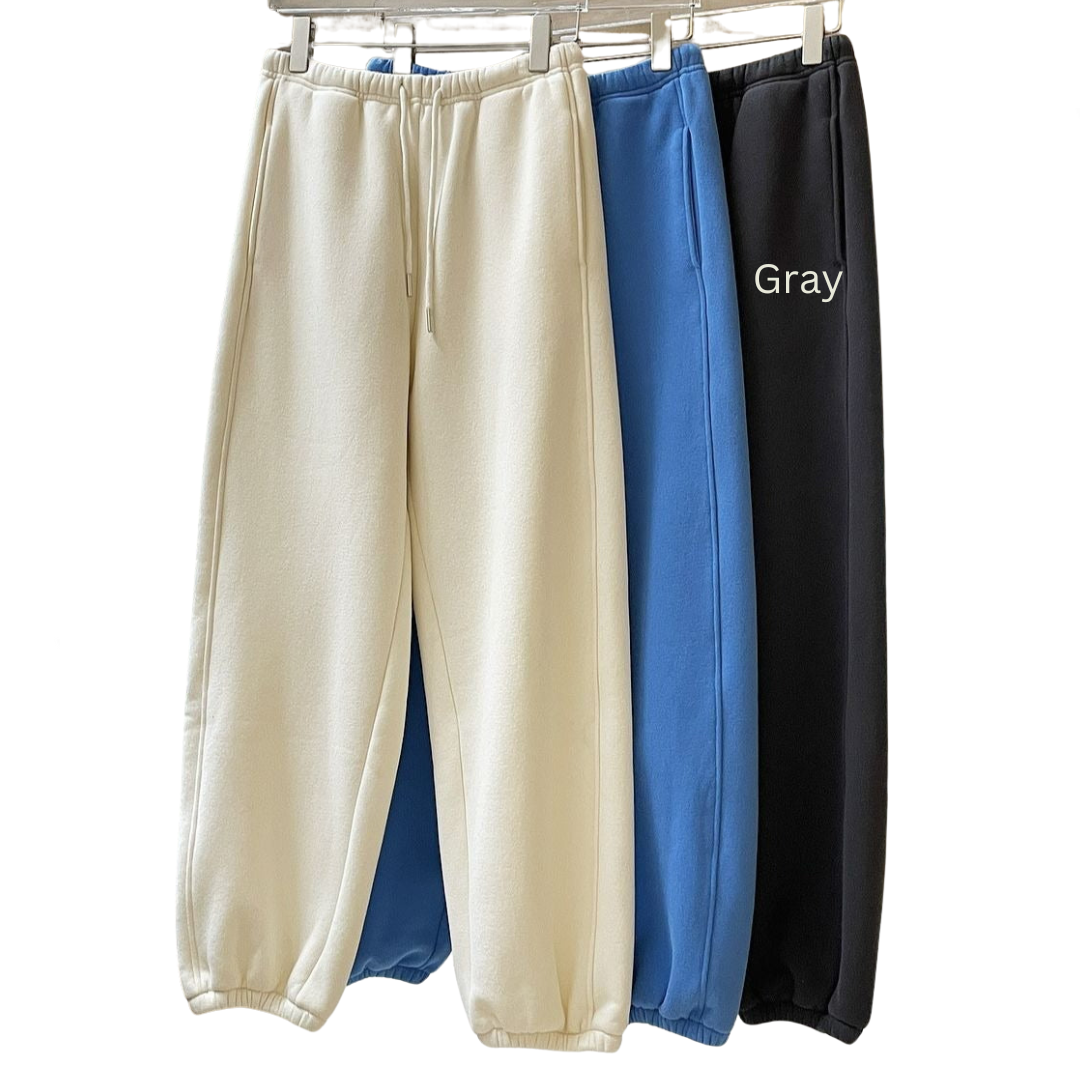 Drawstring Elastic Waistband Brushed Wool Loose Casual Sweatpants