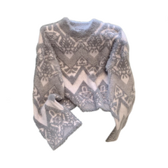 Vintage Jacquard Faux Mink Loose Knit Sweater