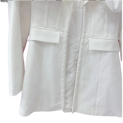 Ruffles Long Sleeve White Blazer