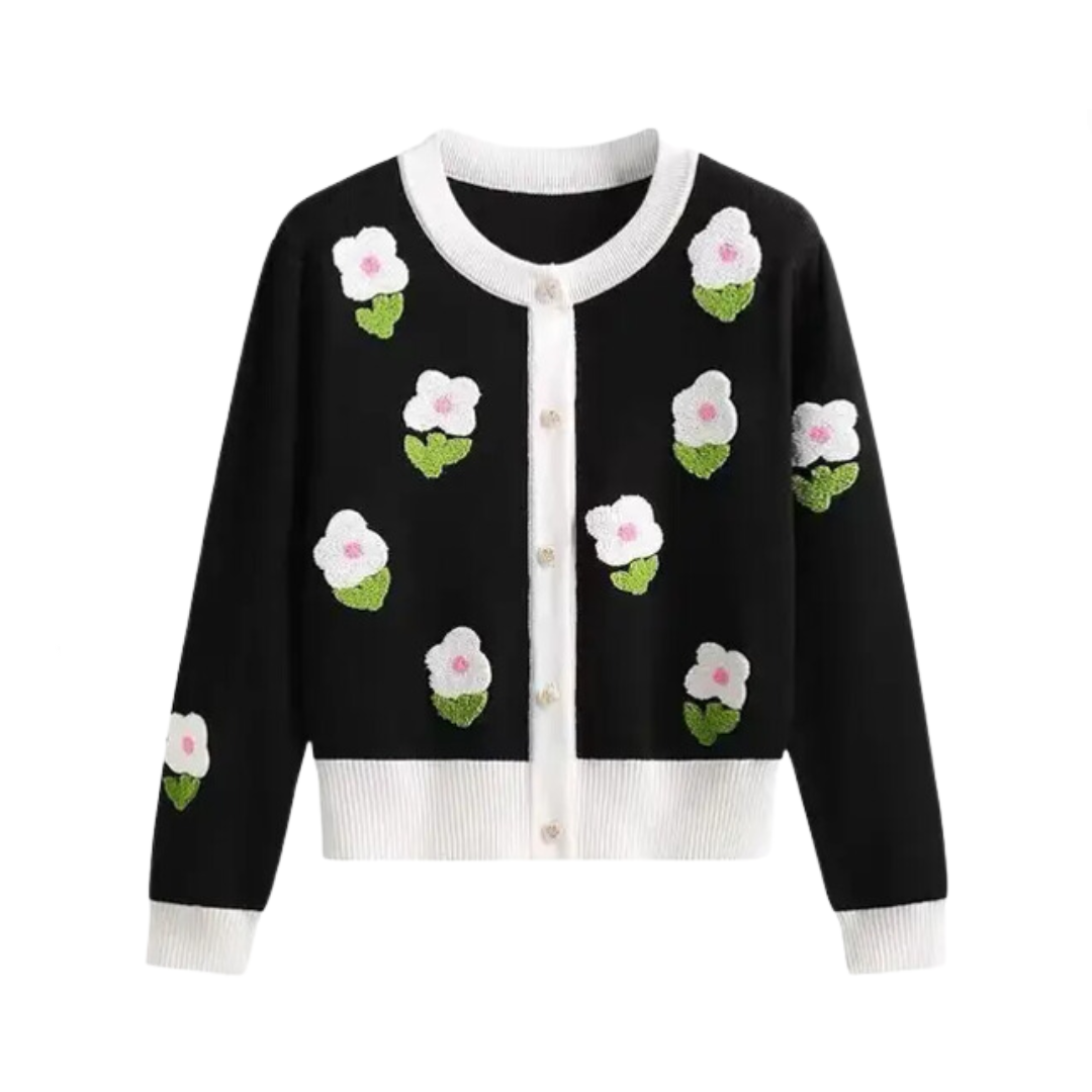 Vintage Flower Knitted Cardigan
