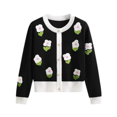 Vintage Flower Knitted Cardigan