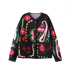 Padded Floral Print Vintage Jacket