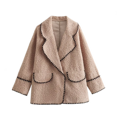 Stitching Loose Casual Wool Coat