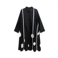 Polka Dot Long Sleeved Loose Shirt Dress