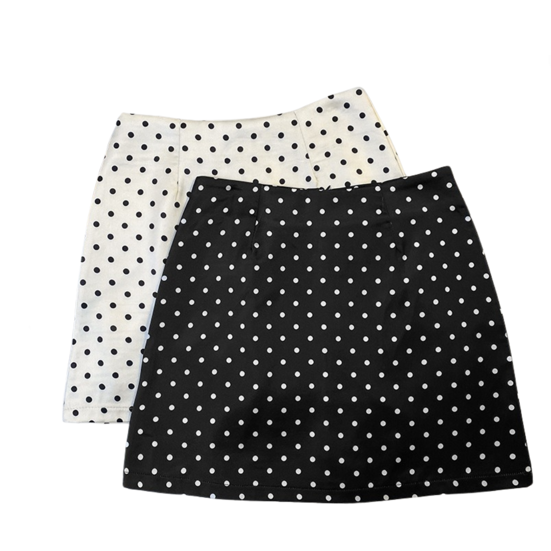 Polka Dot High Waist A-Line Skirt