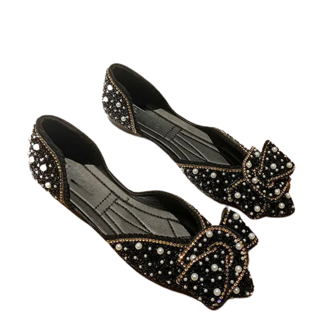 Pearl Rhinestone Pointed Toe Flats