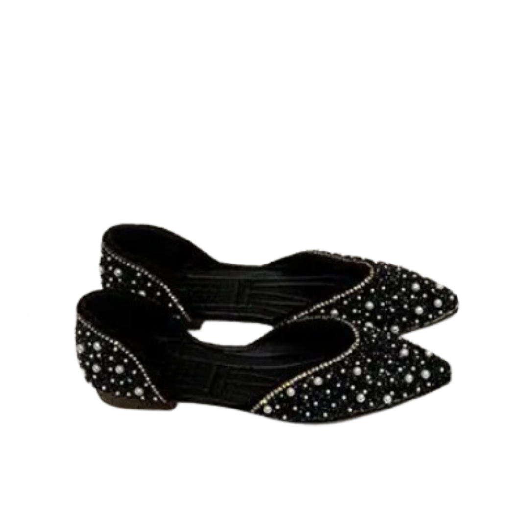 Pearl Rhinestone Pointed Toe Flats