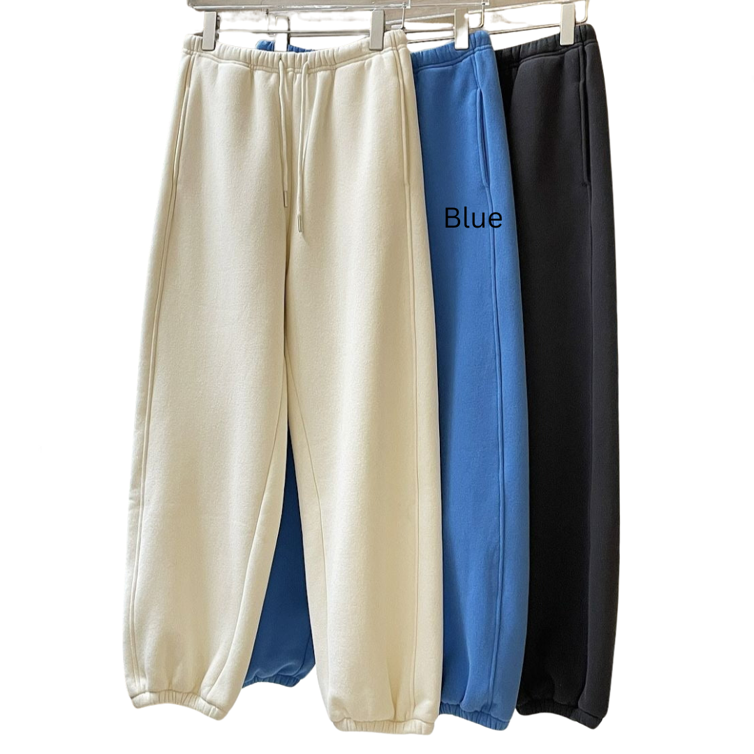 Drawstring Elastic Waistband Brushed Wool Loose Casual Sweatpants