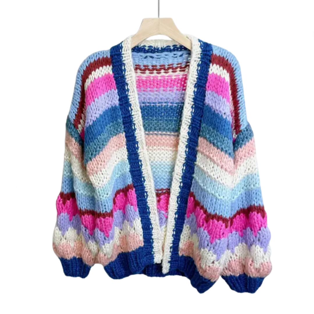 Multicolor Striped Vintage Crochet Cardigan