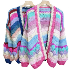 Multicolor Striped Vintage Crochet Cardigan