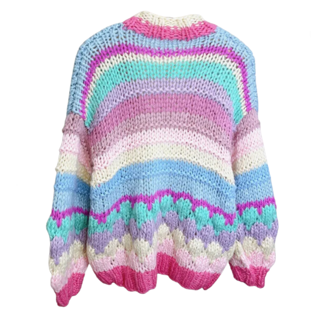 Multicolor Striped Vintage Crochet Cardigan