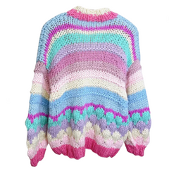 Multicolor Striped Vintage Crochet Cardigan