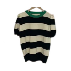 Striped Short Sleeve Round Neck Knitted T-Shirt