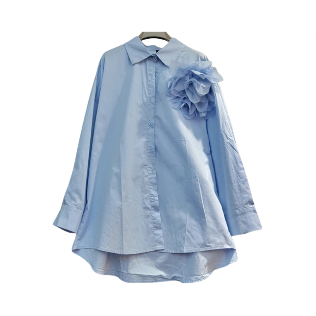 Three Dimensional Flower Loose Long Sleeved Shirt