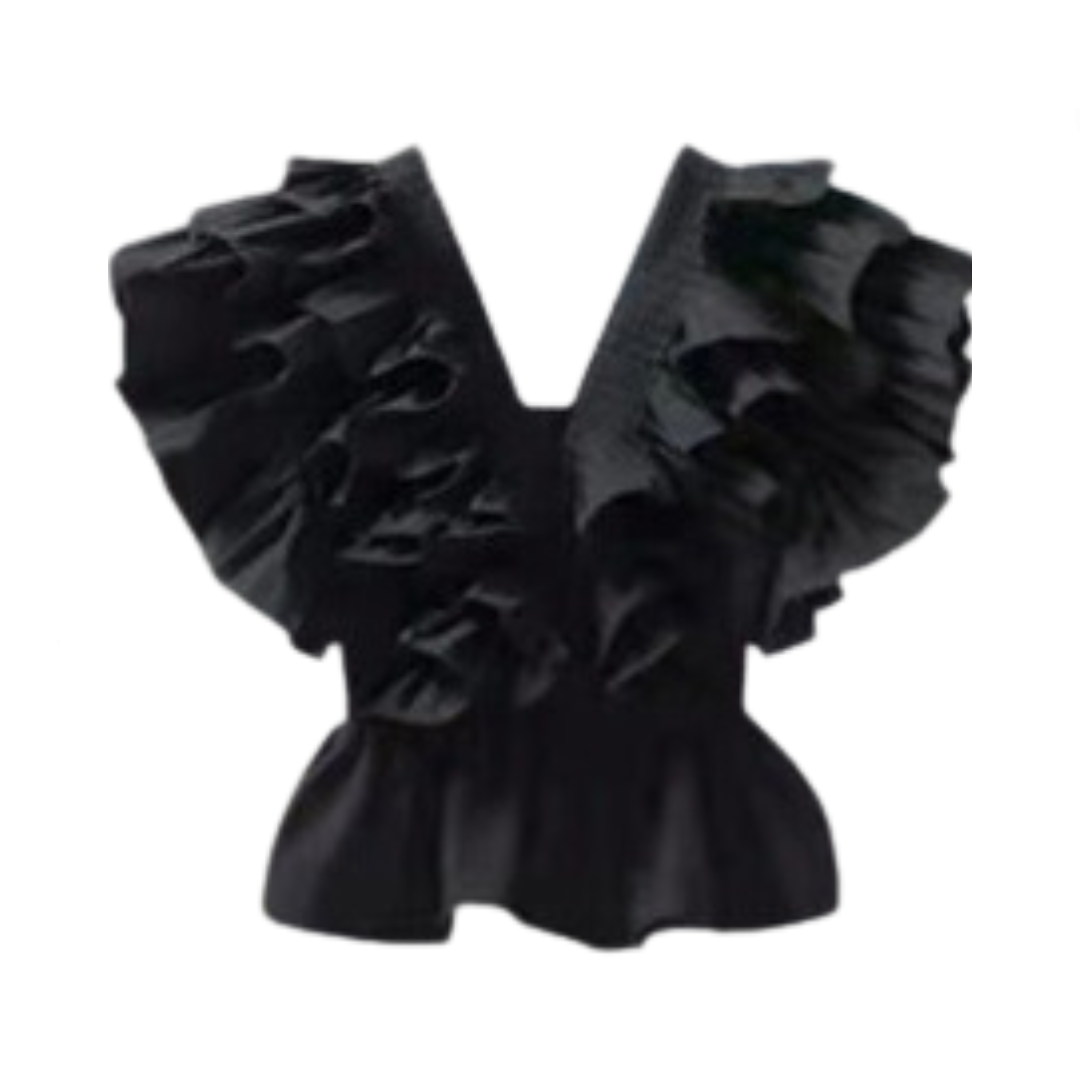 Layered Lotus Leaf Edge Fungus Casual Top