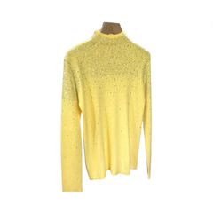 Rhinestone Turtleneck Thickened Knit Top