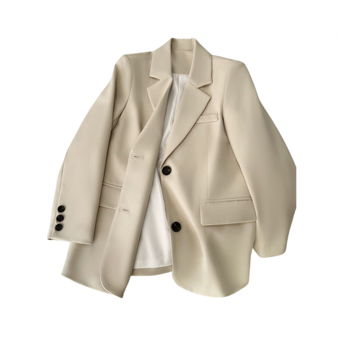 Solid Loose Casual Back Slit Suit Blazer