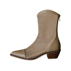 Pointed Toe Mesh Hollow Boots