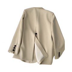 Solid Loose Casual Back Slit Suit Blazer