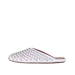 Rhinestone Rivet Toe Cap Flat Mules