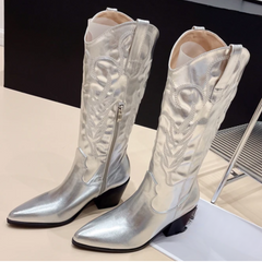Soft PU Leather Casual Cowgirl Boots