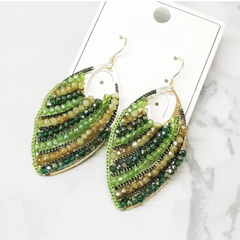 Beaded Bohemian Style Leaf Earrings