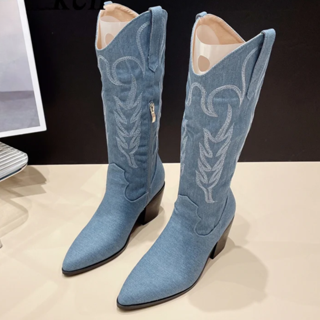 Soft PU Leather Casual Cowgirl Boots