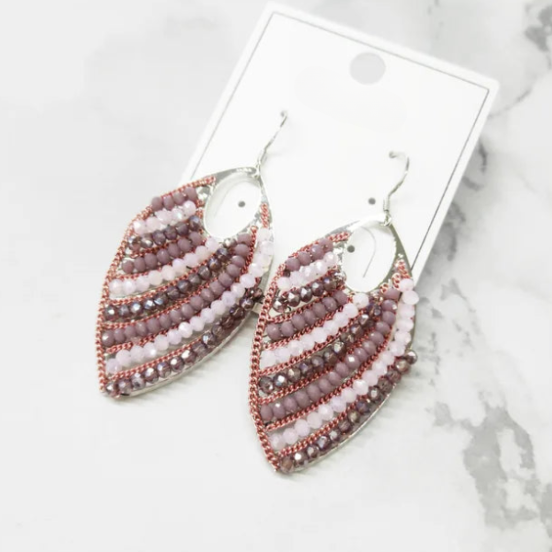 Beaded Bohemian Style Leaf Earrings