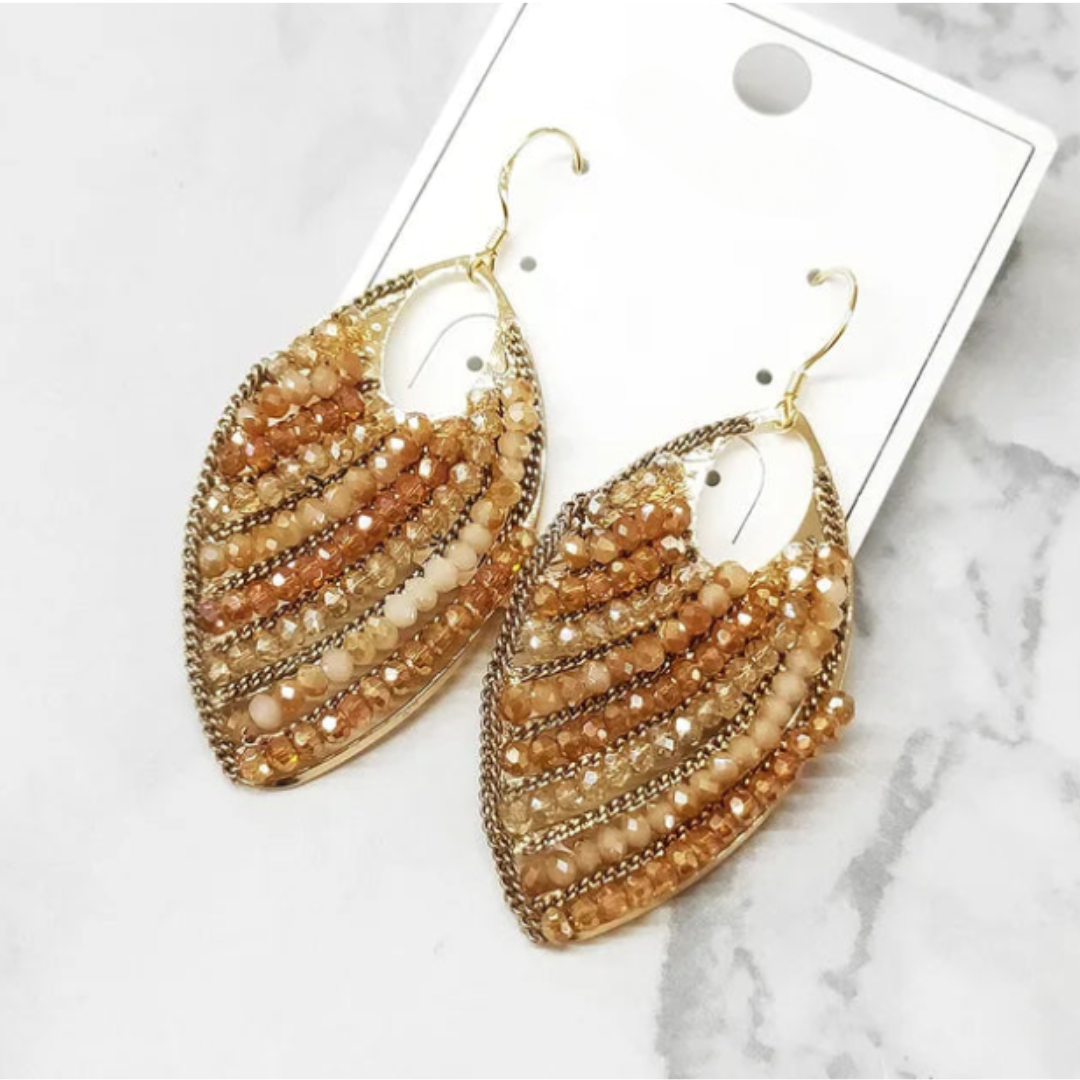 Beaded Bohemian Style Leaf Earrings