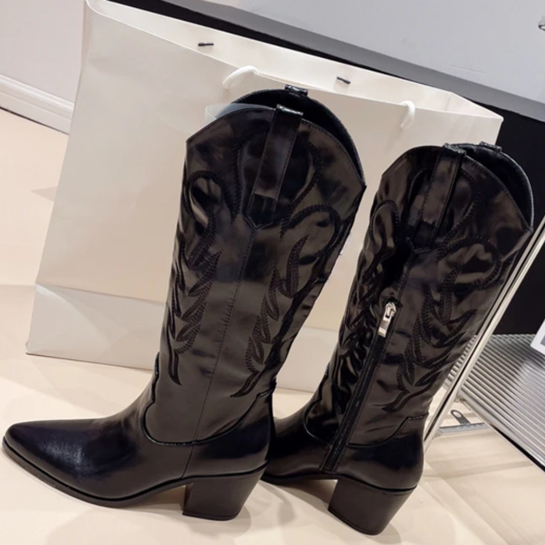 Soft PU Leather Casual Cowgirl Boots