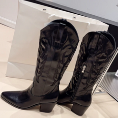 Soft PU Leather Casual Cowgirl Boots