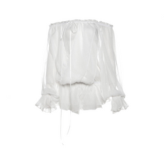 See Through Long Trumpet Sleeved Top