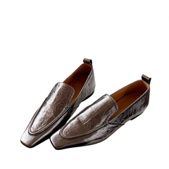 Retro Flat Bottom Leather Loafers