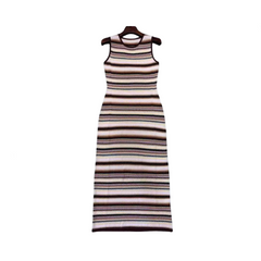 Stripe Sleeveless Slim Fit Knitted Dress