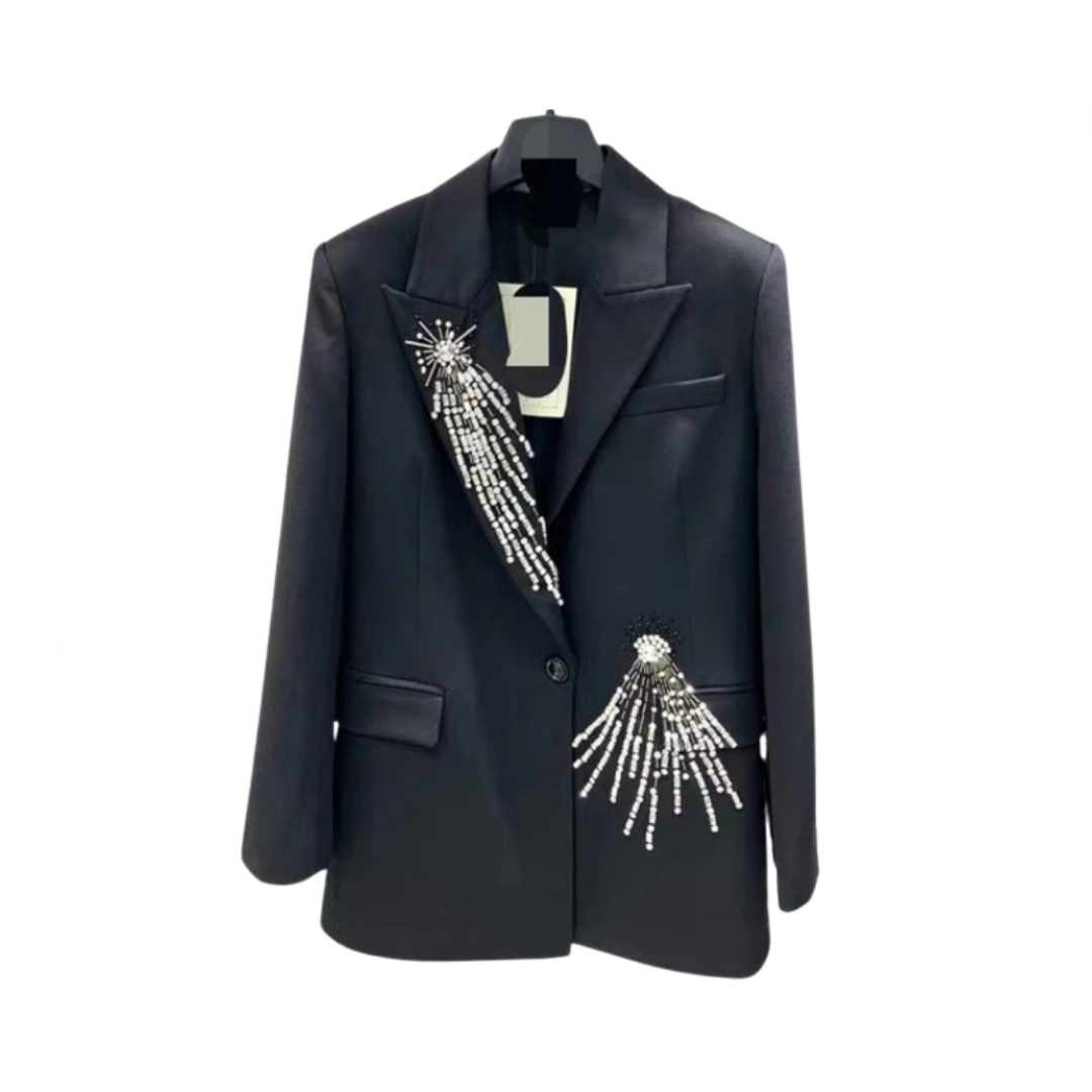 Diamond Patchwork Single Button Long Sleeved Blazer