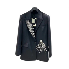 Diamond Patchwork Single Button Long Sleeved Blazer