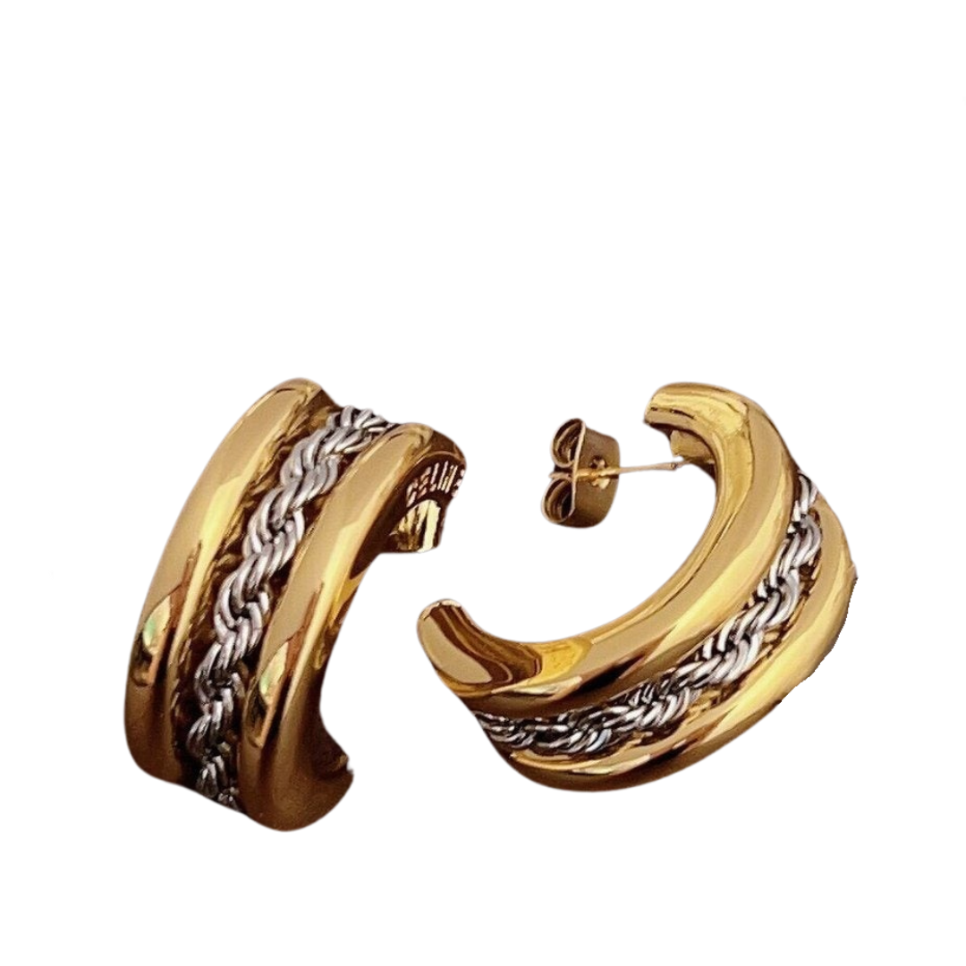 C-Shaped Knot Chain Earrings