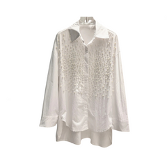 Pearl Studded Solid Loose Casual Blouse