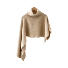Turtleneck Irregular Knitted Sweater Shawl