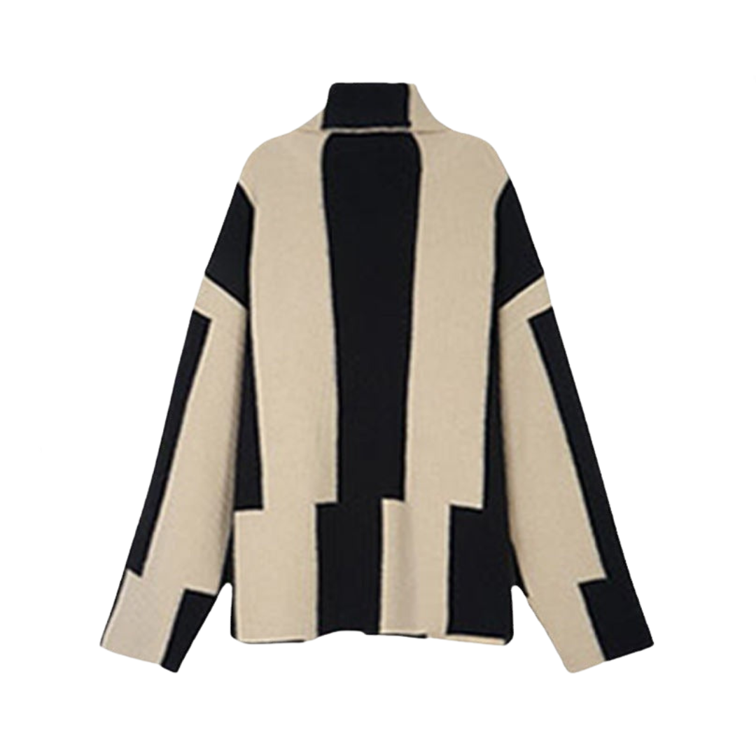 Striped Knit Pleated Loose Sweater