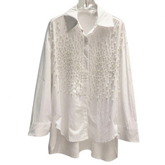 Pearl Studded Solid Loose Casual Blouse