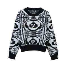 Jacquard Nail Drill Loose Retro Knitted Sweater