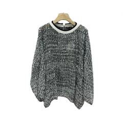 Sequins Hollow Round Neck Long Sleeved Top