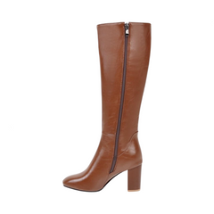 Chunky High Heel Knee High Boots